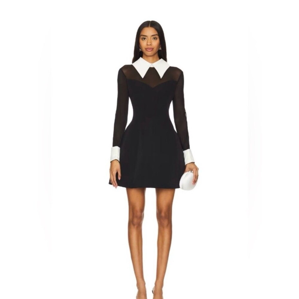 New Bronx and Banco Wednesday Long-Sleeve White Collar Minidress - Picture 3 of 16